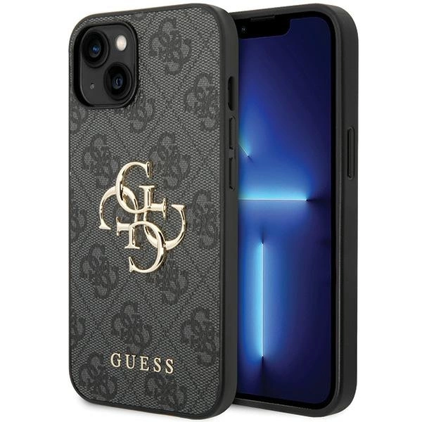 Guess 4G Big Metal Logo iPhone 15 Plus dėklas – pilkas