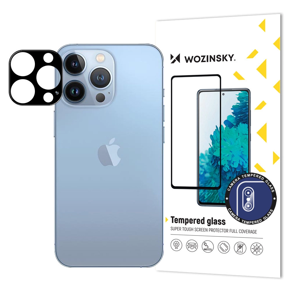 9H grūdintas kameros stiklas iPhone 15 Pro Max Wozinsky Full Camera Glass – juodas