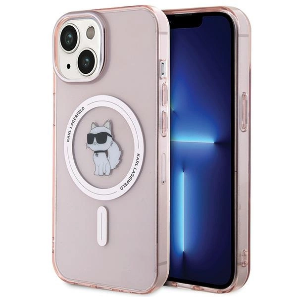 Karl Lagerfeld IML Choupette MagSafe dėklas iPhone 15 – rožinis