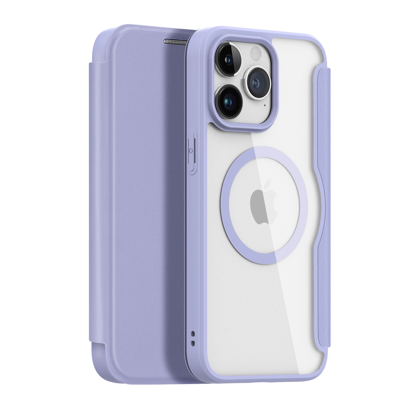 iPhone 15 Pro Max magnetinis MagSafe flip dėklas Dux Ducis Skin X Pro – violetinis