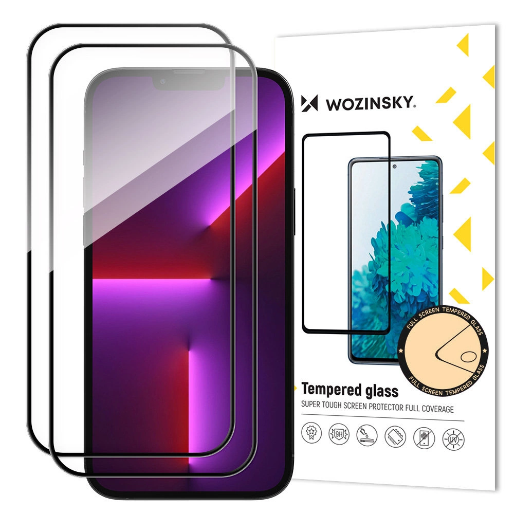 2 vnt. viso ekrano grūdintas stiklas su rėmeliu Case Friendly Wozinsky Full Glue iPhone 15 Pro – juodas