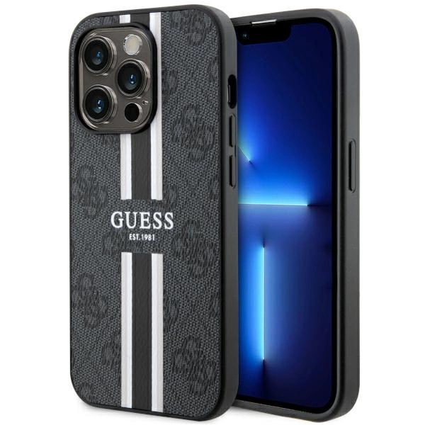 Guess GUHMP14XP4RPSK iPhone 14 Pro Max 6,7" – juodas/juodas kietas dėklas 4G Printed Stripes MagSafe