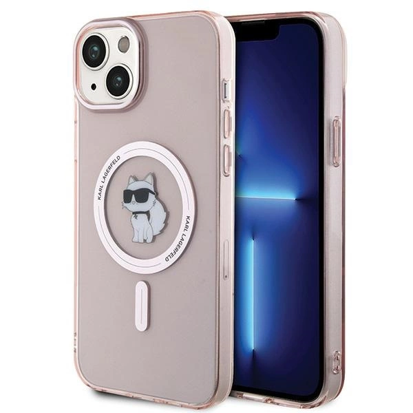 Karl Lagerfeld IML Choupette MagSafe dėklas iPhone 15 Plus – rožinis