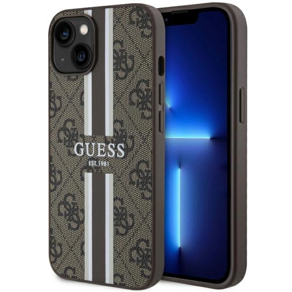 Guess GUHMP14MP4RPSW iPhone 14 Plus 6,7" – rudas/rudas kietas dėklas 4G Printed Stripes MagSafe