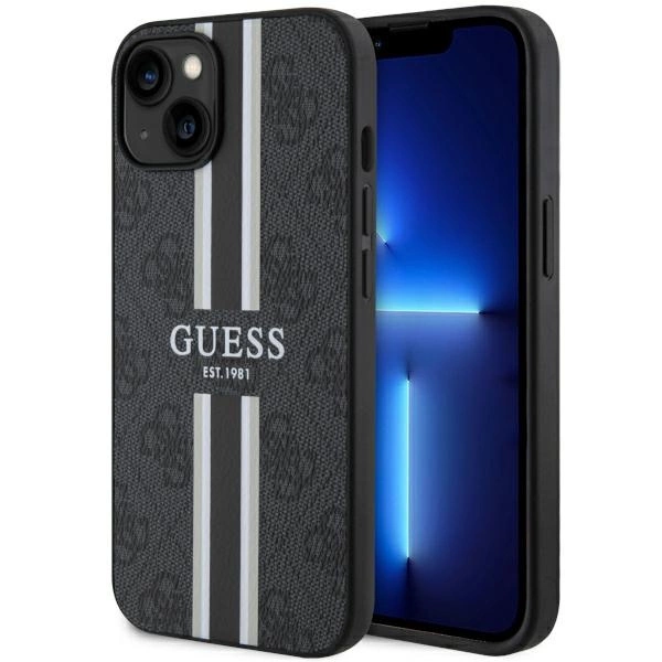Guess GUHMP14MP4RPSK iPhone 14 Plus 6,7" – juodas/juodas kietas dėklas 4G Printed Stripes MagSafe