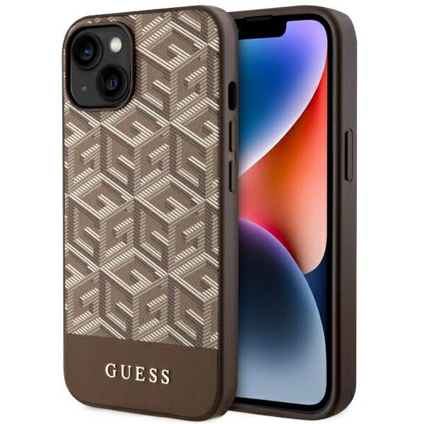 Guess GUHMP14MHGCFSEW iPhone 14 Plus 6,7" – rudas/rudas kietas dėklas, GCube Stripes MagSafe