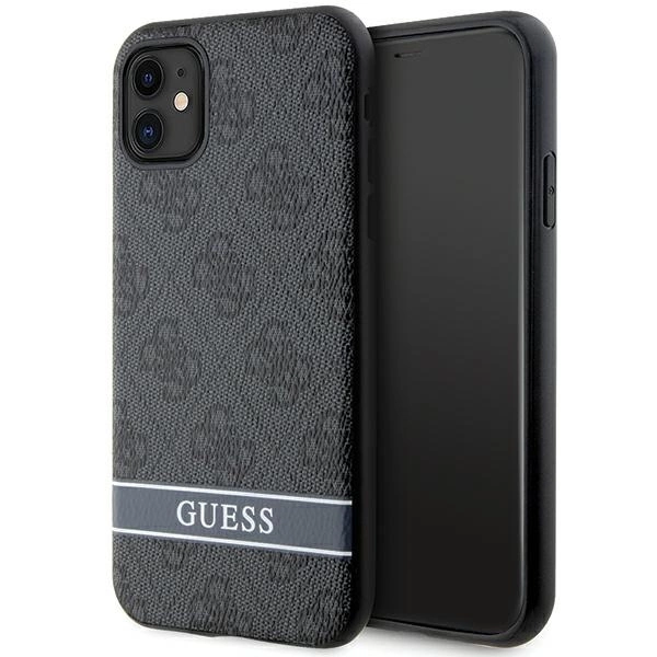 Guess GUHCN61P4SNK iPhone 11 / Xr pilkas/pilkas kietas dėklas 4G Stripe