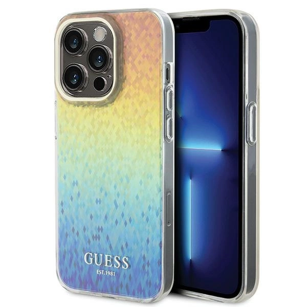 Guess IML Faceted Mirror Disco Iridescent dėklas iPhone 15 Pro – margaspalvis