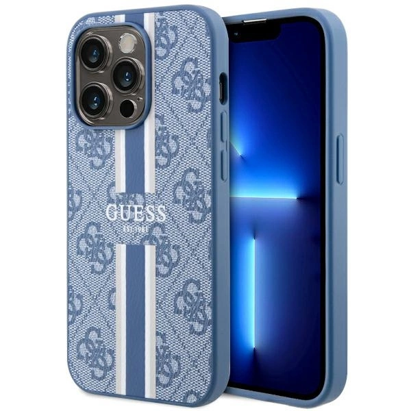 Guess GUHMP14LP4RPSB iPhone 14 Pro 6,1" – mėlynas/mėlynas kietas dėklas 4G Printed Stripes MagSafe