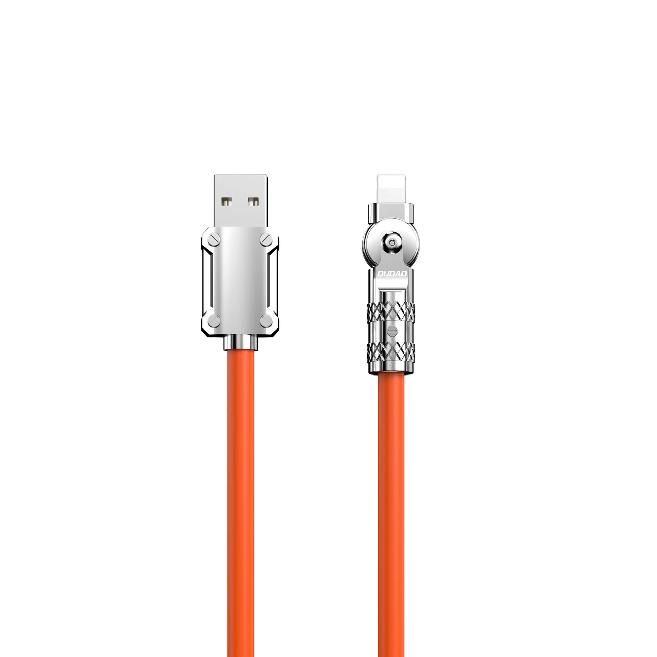 Dudao L24AL USB-A – Lightning kampuotas kabelis 180° pasukimu 30W 1 m – oranžinis
