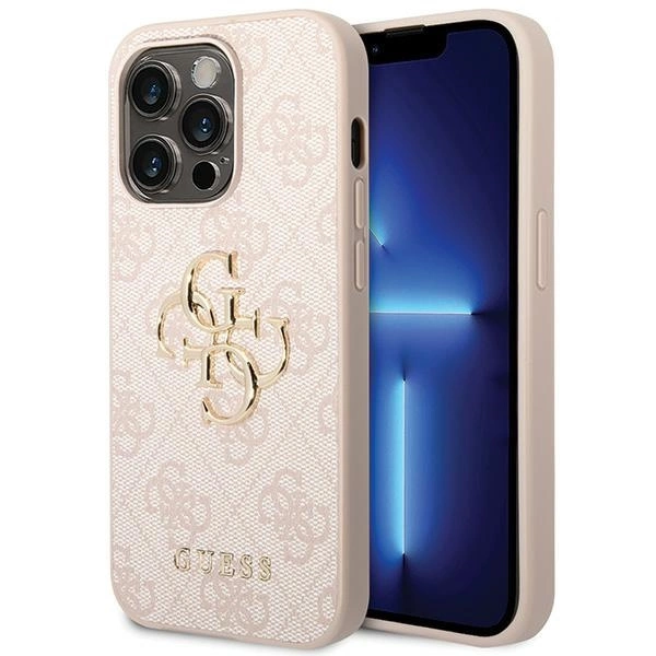 Guess 4G Big Metal Logo dėklas iPhone 15 Pro – rožinis