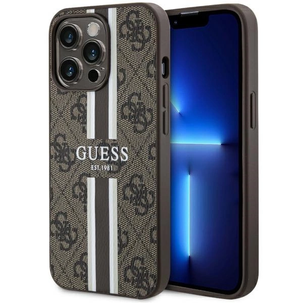 Guess GUHMP13LP4RPSW iPhone 13 Pro / 13 6,1" – rudas/rudas kietas dėklas 4G Printed Stripes MagSafe