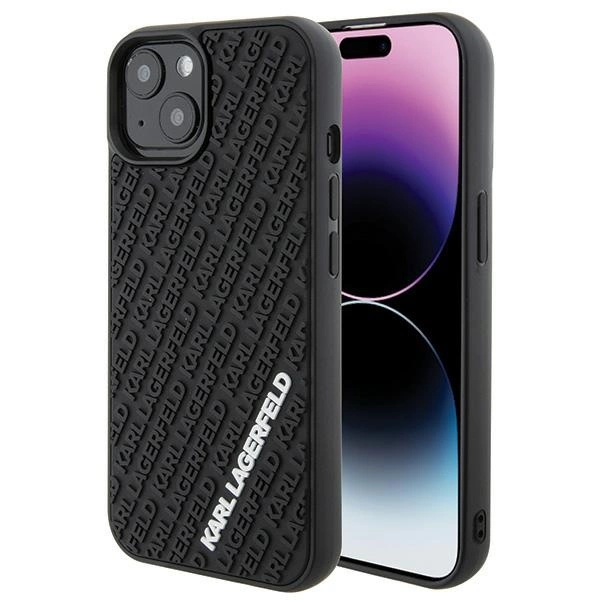 Karl Lagerfeld 3D Rubber Multi Logo dėklas iPhone 15 – juodas