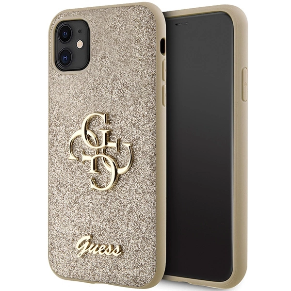 Guess GUHCN61HG4SGD dėklas iPhone 11 / Xr – auksinis blizgus Script Big 4G