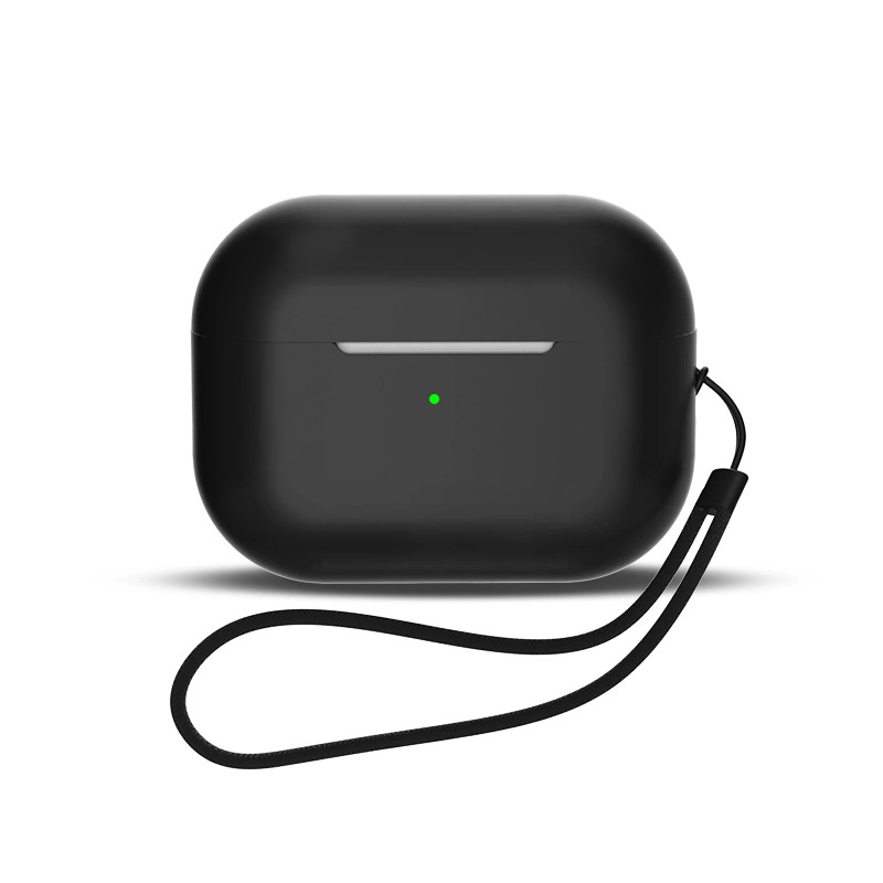 Silikoninis dėklas AirPods 3 + riešo dirželis – juodas