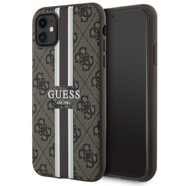 Guess GUHMN61P4RPSW iPhone 11 / Xr – rudas/rudas kietas dėklas 4G Printed Stripes MagSafe
