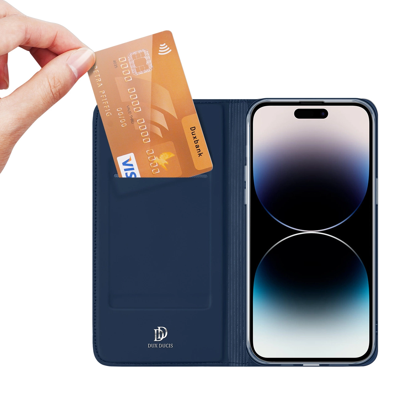 Dux Ducis Skin Pro piniginės dėklas iPhone 15 Pro Max – mėlynas