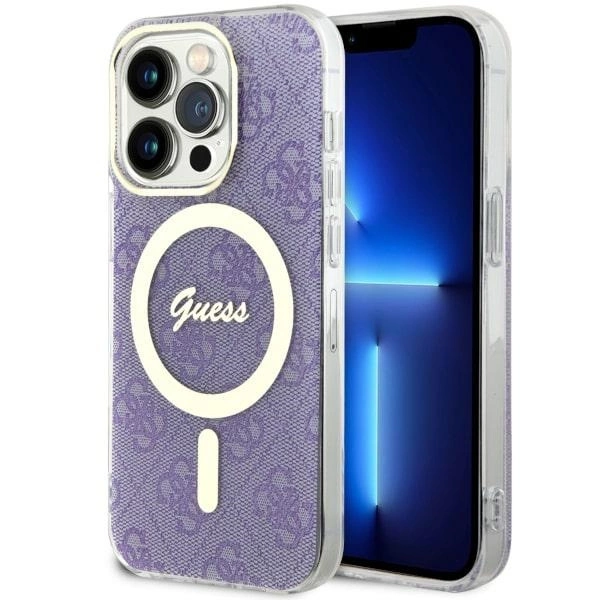 Guess GUHMP14LH4STU iPhone 14 Pro 6,1" – violetinis/violetinis kietas dėklas, 4G MagSafe
