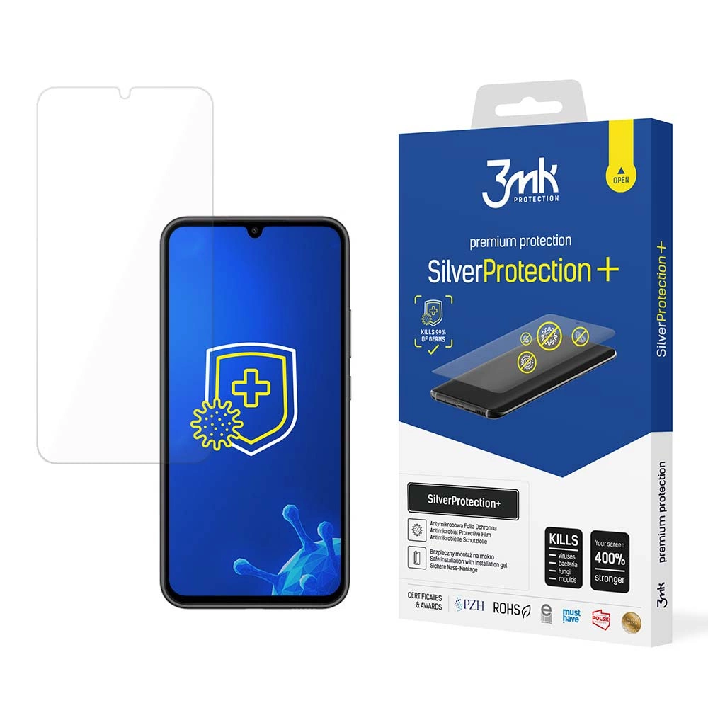 Ekrano apsauga Samsung Galaxy A34 5G antibakterinė, skirta žaidėjams, 3mk Silver Protection+ serija