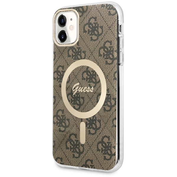 Guess GUHMN61H4STW iPhone 11 6,1" – rudas/rudas kietas dėklas, 4G MagSafe