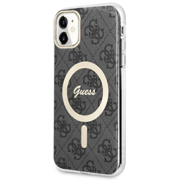 Guess GUHMN61H4STK iPhone 11 6,1" – juodas/juodas kietas dėklas, 4G MagSafe