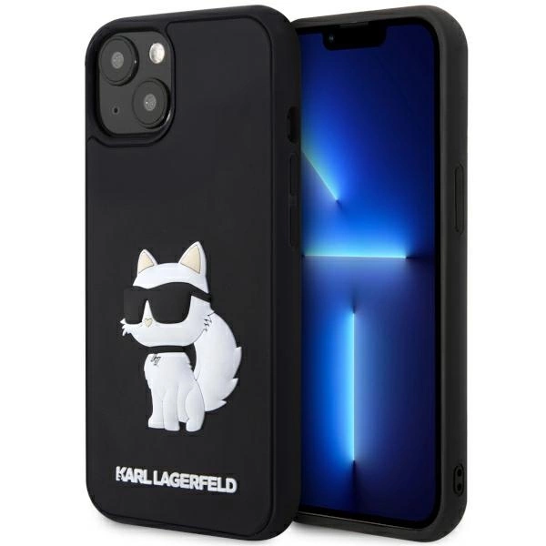 Karl Lagerfeld KLHCP14S3DRKHNK iPhone 14 6,1" – juodas/juodas kietas dėklas, Rubber Choupette 3D