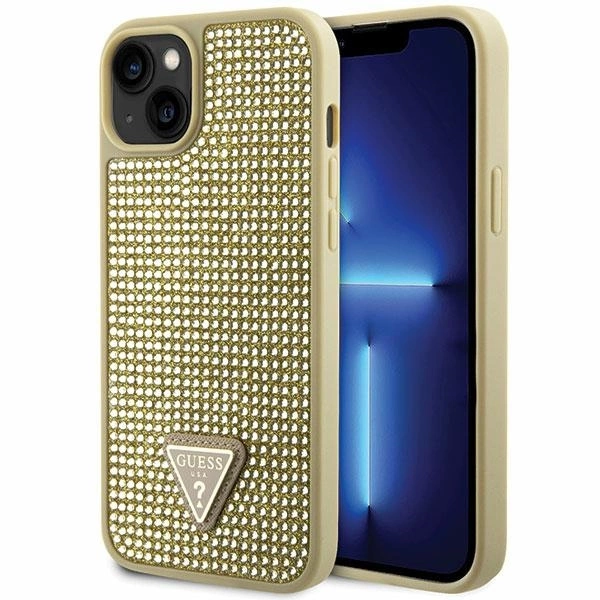 Guess GUHCP14MHDGTPD iPhone 14 Plus 6,7" – auksinis/auksinis kietas dėklas, Rhinestone Triangle
