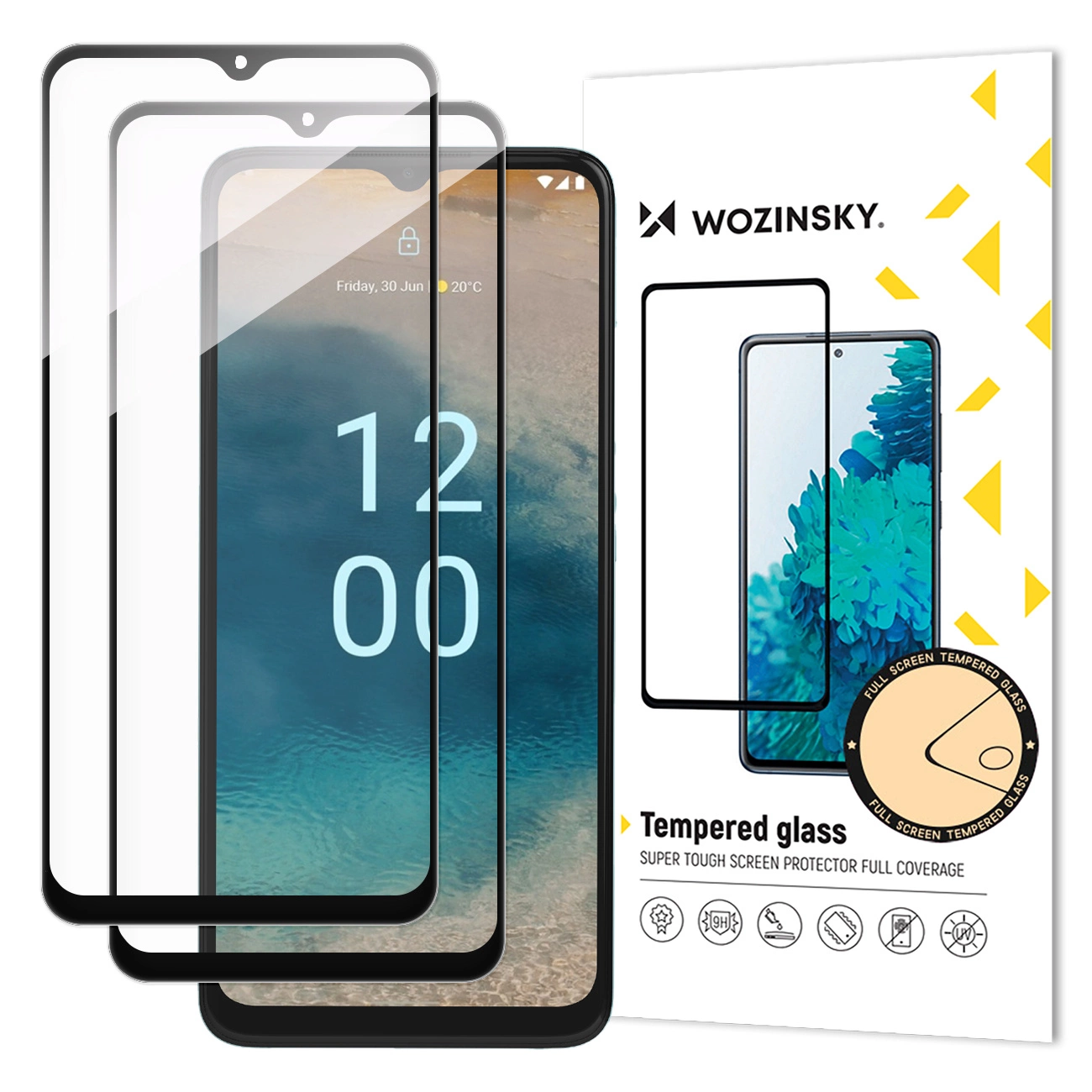 Wozinsky Full Glue apsauginis stiklas 2x Nokia G22 9H, visas ekranas, juodas rėmelis