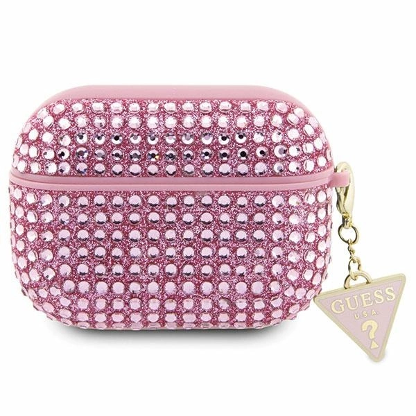 Guess GUAPHDGTPP AirPods Pro – rožinis/rožinis dėklas, Rhinestone Triangle Charm