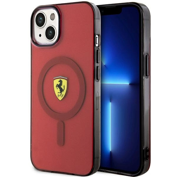 Ferrari FEHMP14SURKR iPhone 14 6,1" – raudonas/raudonas kietas dėklas, permatomas MagSafe