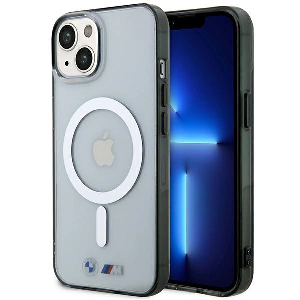 Dėklas BMW BMHMP14SHCRS iPhone 14 6,1" – skaidrus kietas dėklas, Silver Ring MagSafe