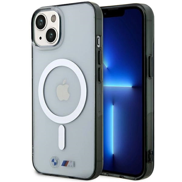 BMW Silver Ring MagSafe dėklas iPhone 14 Plus – skaidrus