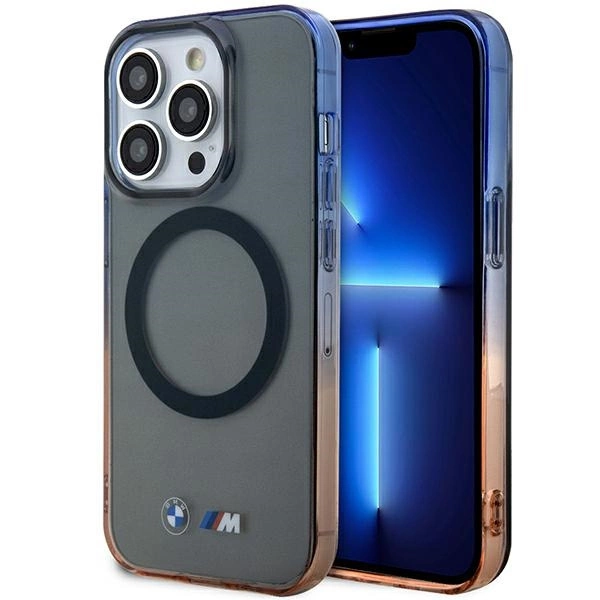 Dėklas BMW BMHMP14LHTGE iPhone 14 Pro 6,1" – pilkas/pilkas kietas dėklas, gradientinis bamperis, MagSafe