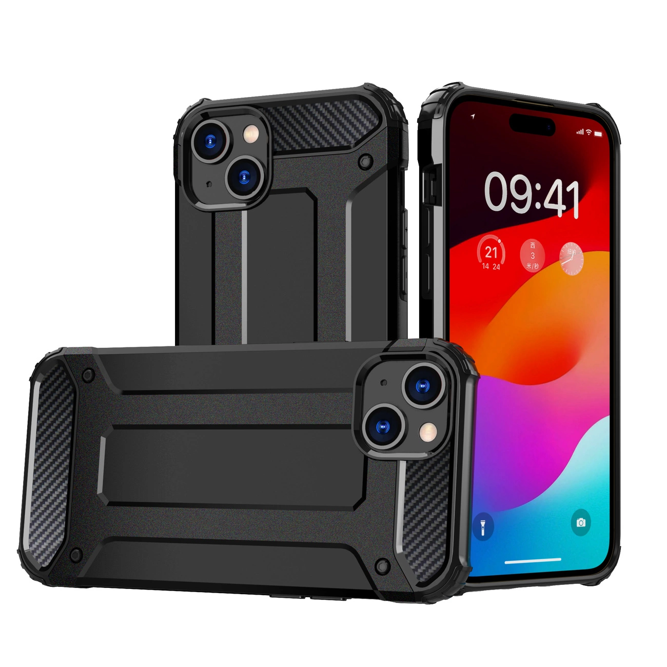 iPhone 15 Plus Hybrid Armor dėklas – juodas