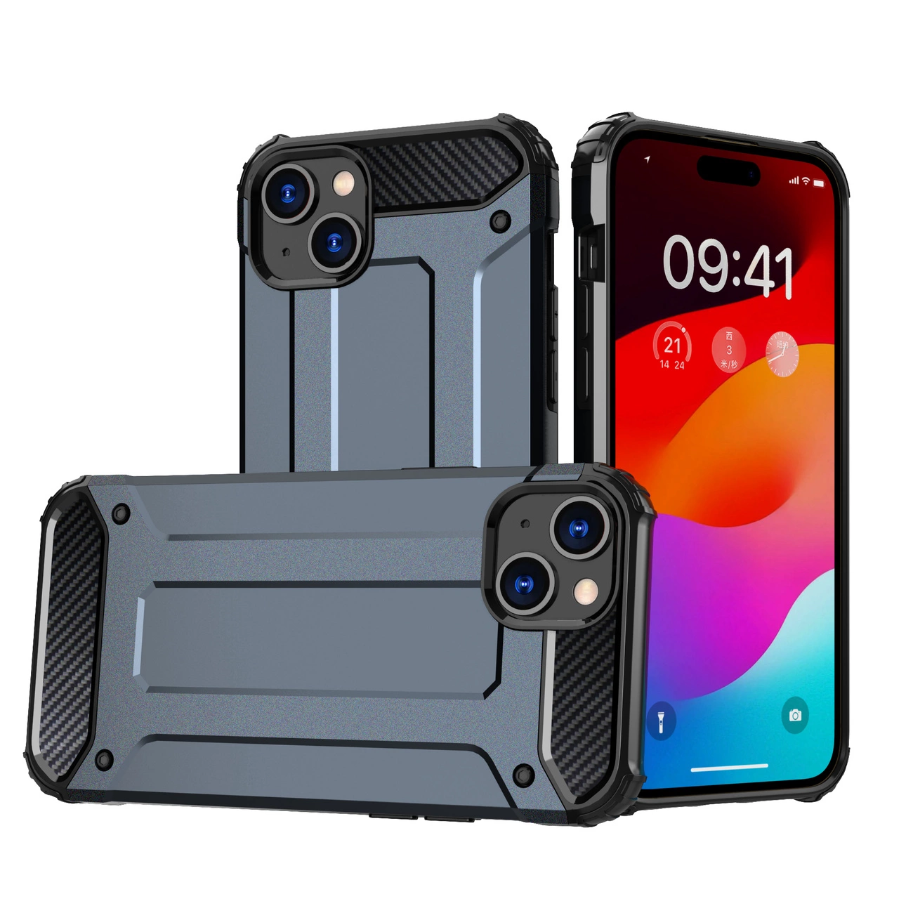 iPhone 15 Plus Hybrid Armor dėklas – mėlynas