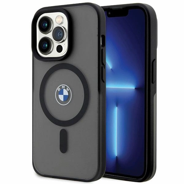 BMW dėklas BMHMP14XDSLK iPhone 14 Pro Max 6,7" – juodas/juodas kietas dėklas Signature MagSafe