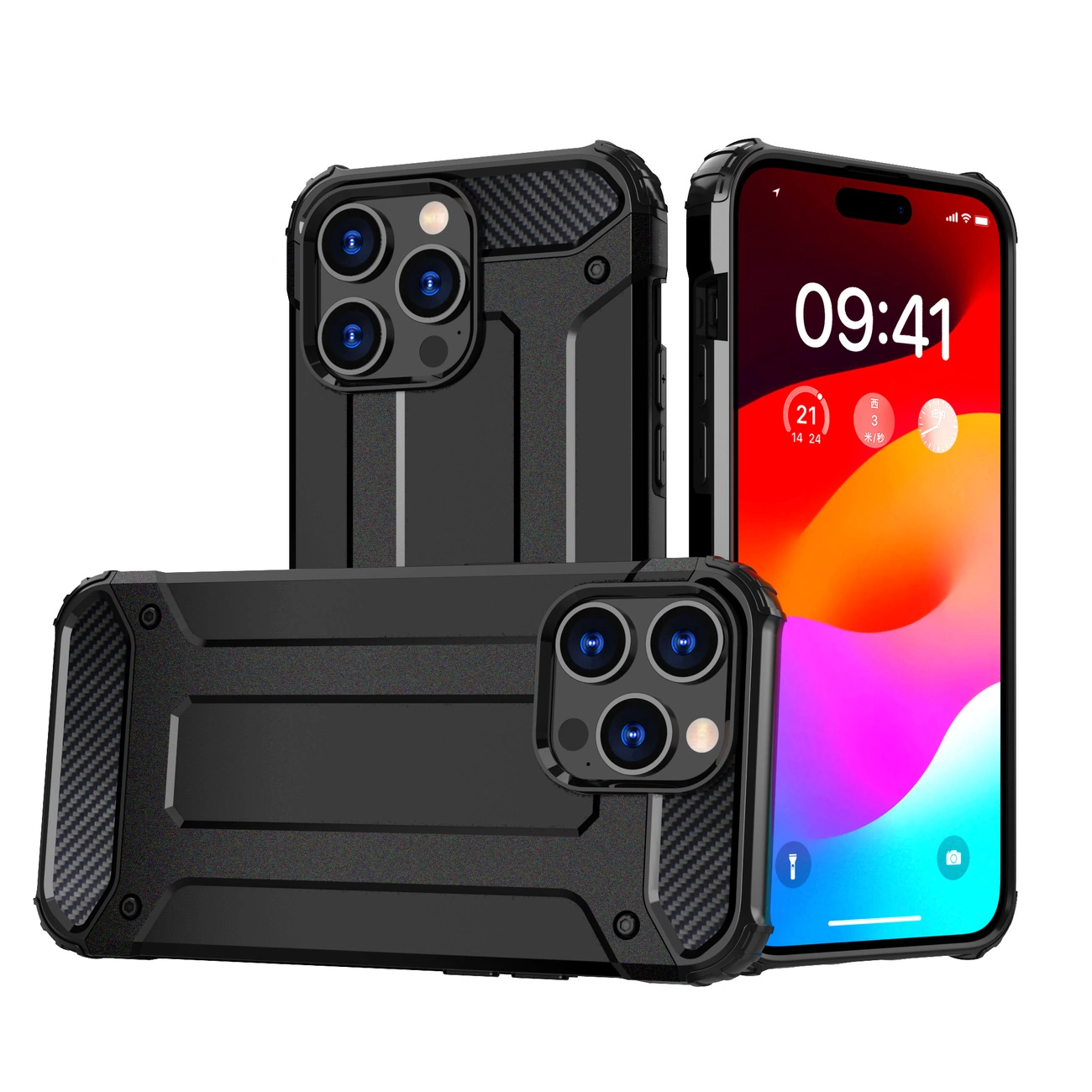 iPhone 15 Pro Hybrid Armor dėklas – juodas