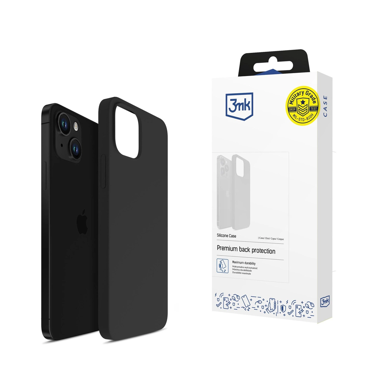 iPhone 14 Plus 3mk Silicone Case serija – juodas