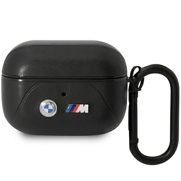 BMW BMAP22PVTK AirPods Pro dėklas – juodas/juodas, odinis, kreivos linijos
