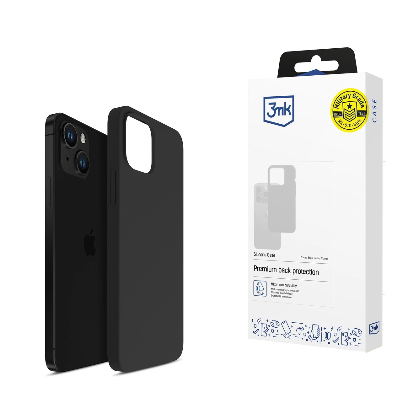 iPhone 13 dėklas 3mk Silicone Case serija – juodas