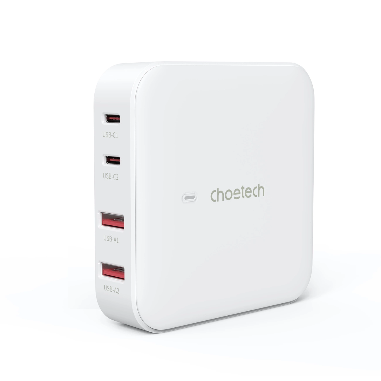 Choetech PD8008 100W GaN greitas įkroviklis 2x USB-A / 2x USB-C – baltas