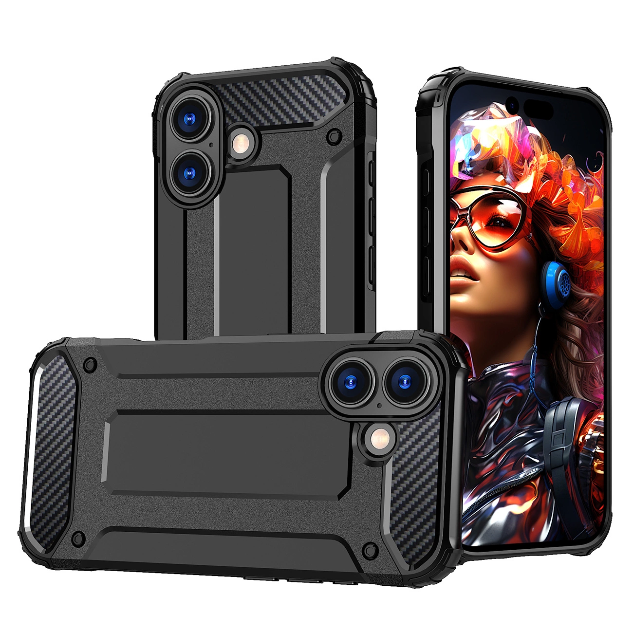 Hybrid Armor dėklas iPhone 17 – juodas