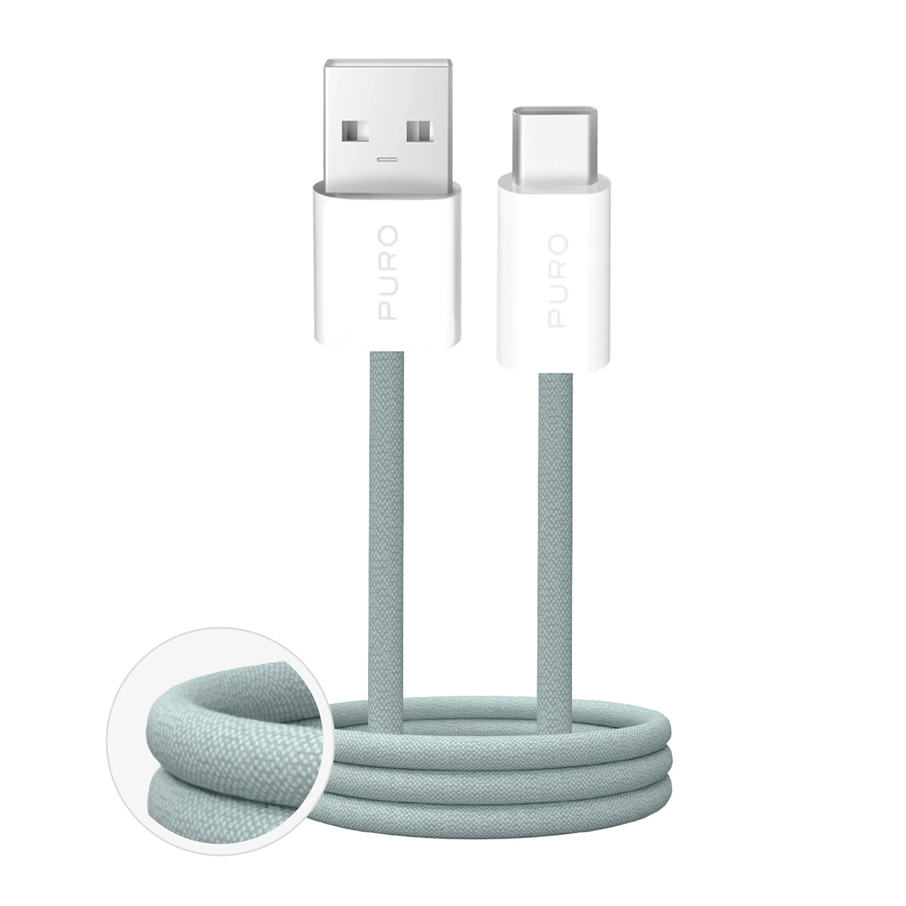 Puro Fabrik 2.0 10W USB-A – USB-C pynimo kabelis 1,5m – žalias