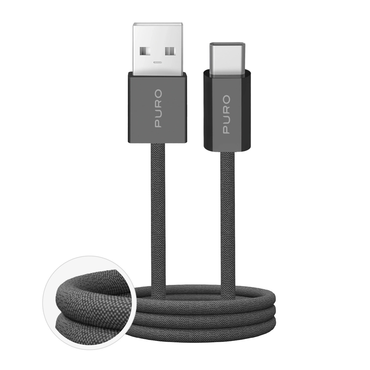 Puro Fabrik 2.0 10W USB-A – USB-C pynimo kabelis 1,5m – tamsiai žalias