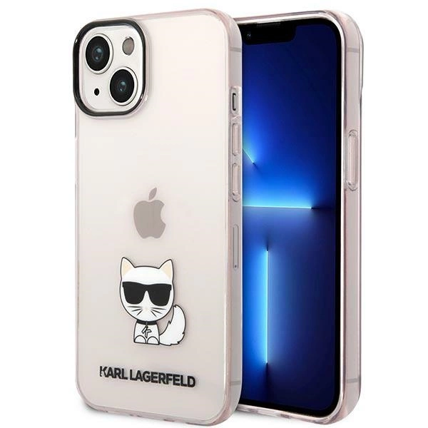 Karl Lagerfeld Skaidrus Choupette Body dėklas iPhone 14 Plus / 15 Plus 6.7” - rožinis