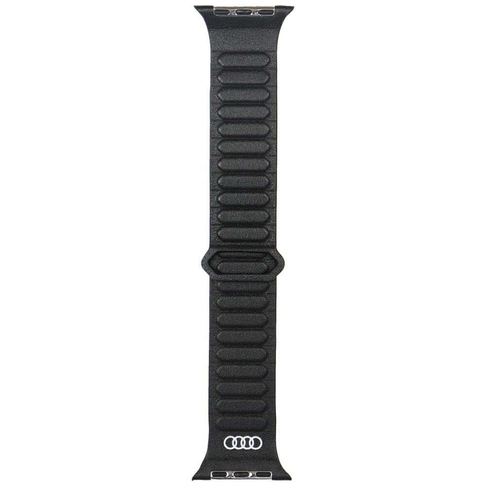 Audi logotipu odinė magnetinė apyrankė Apple Watch 44 / 45 / 46 / 49 mm – juoda