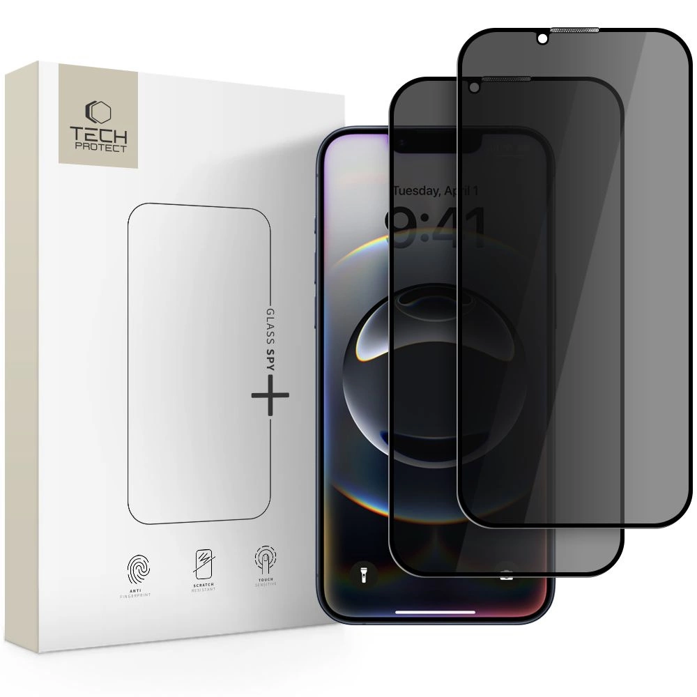 Tech-Protect Anti Spy Glass Pro+ 2 vnt. iPhone 16e / 14 / 13 Pro / 13 – juodas