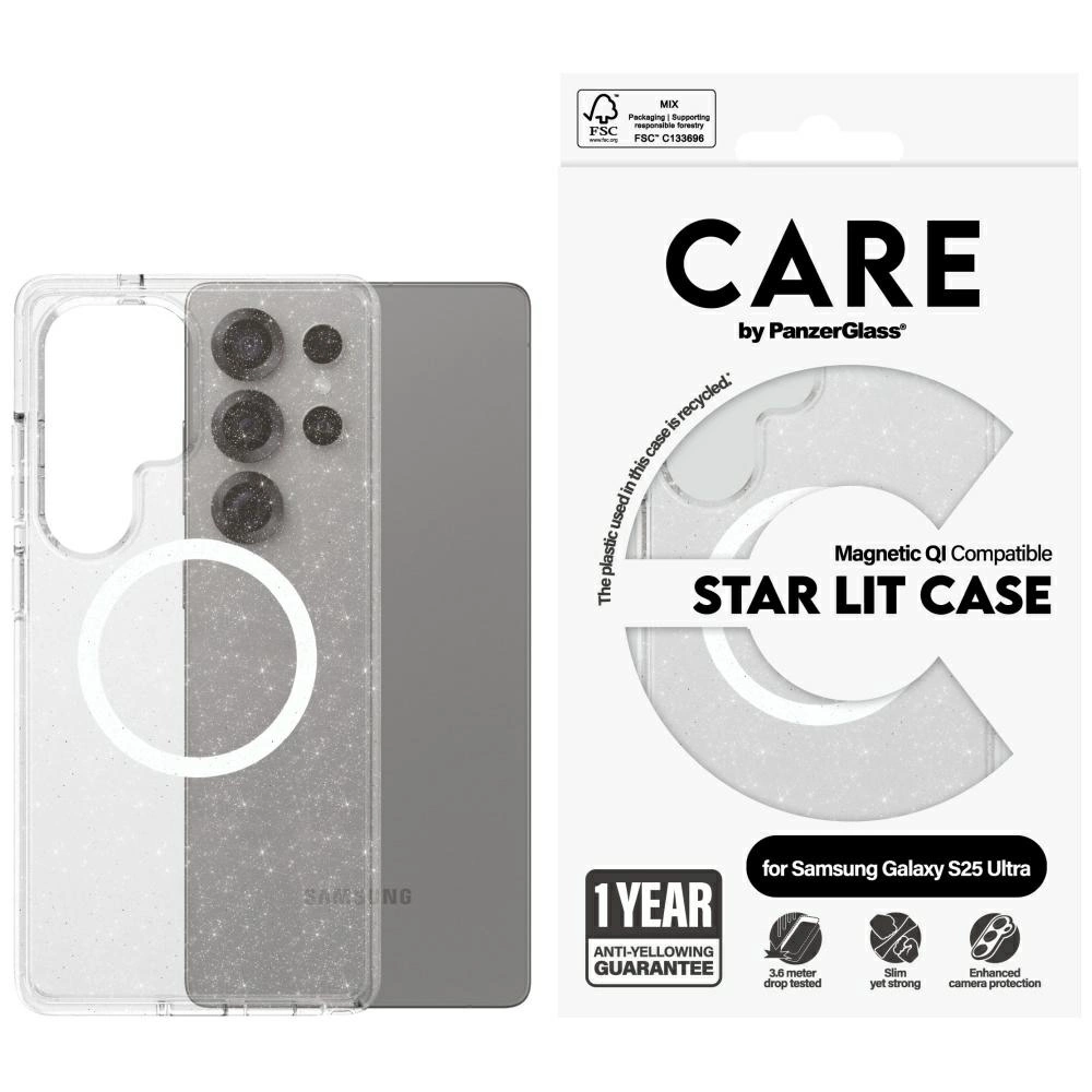 CARE by PanzerGlass Flagship Urban Combat StarLight White QI dėklas Samsung Galaxy S25 Ultra – skaidrus