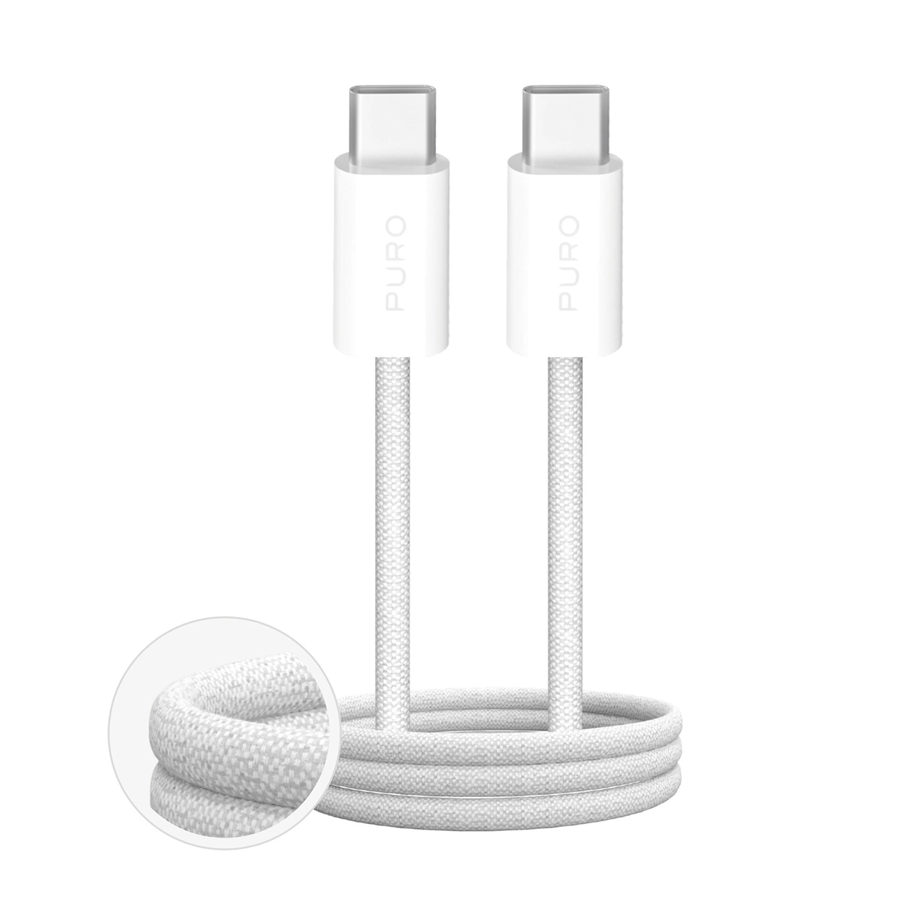 Puro Fabrik 60W pintas USB-C – USB-C kabelis 3m – balta