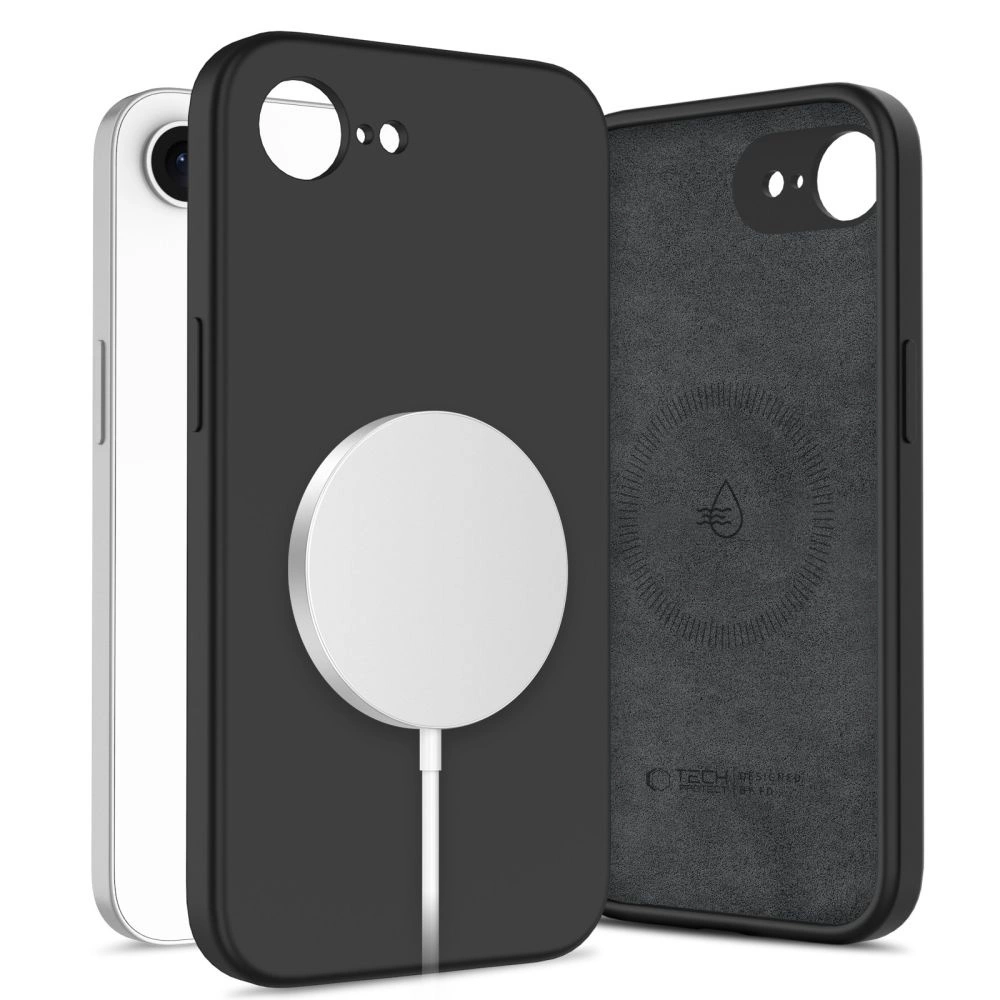 Tech-Protect Liquid Silicone MagSafe iPhone 16e dėklas – juodas